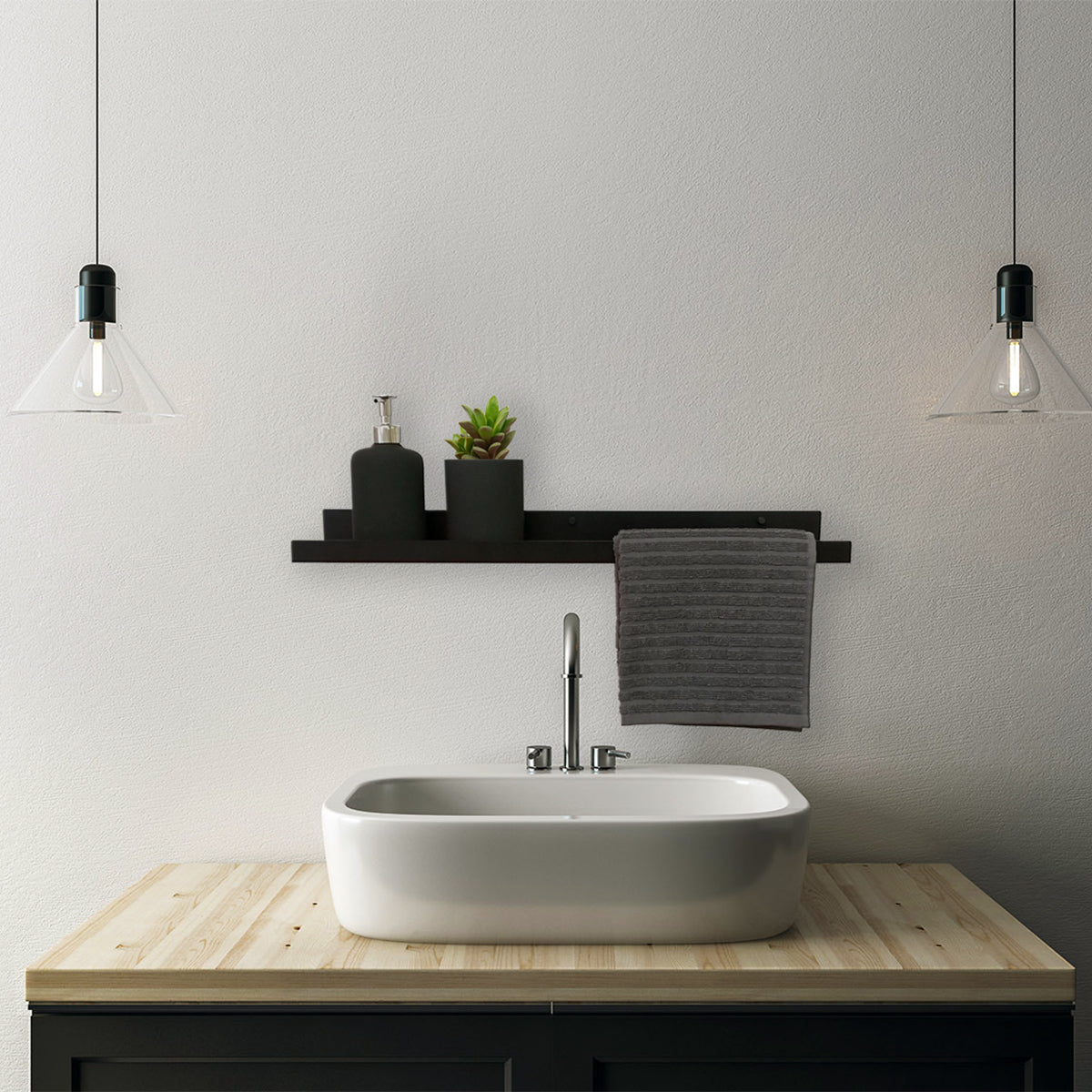 壁面 収納 プレート シェルフ 幅60cm 石膏ボード アンカー付き ウォールシェルフ 洗面収納