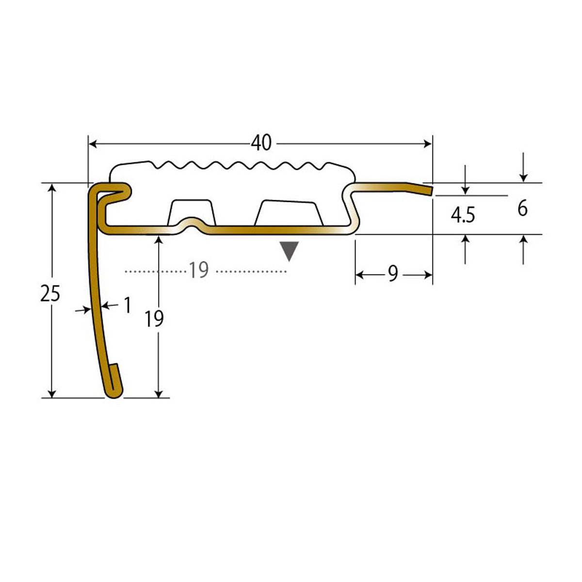 現場入不可 ノンスリップ 25×40mm アシステップ タイルカーペット・カーペット用 メーカー直送 納期10営業日後発送(メーカー欠品の場合3週間) 1本単位販売