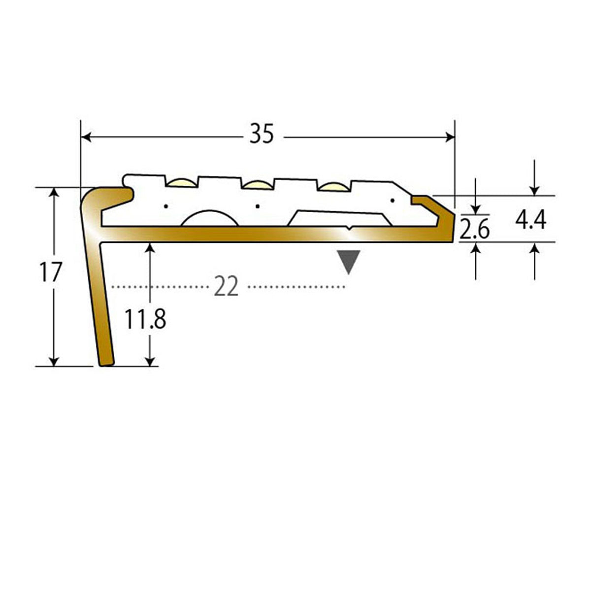 現場入不可 ノンスリップ 蓄光材 17×35mm アシステップ 塩ビタイル・長尺シート用 メーカー直送 納期10営業日後発送(メーカー欠品の場合3週間) 1本単位販売