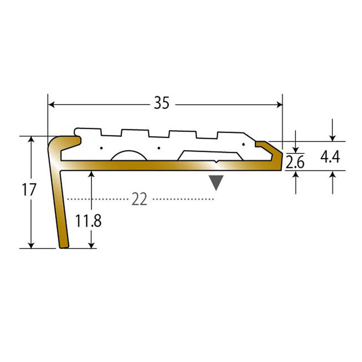 現場入不可 ノンスリップ 17×35mm アシステップ 塩ビタイル・長尺シート用 メーカー直送 納期10営業日後発送(メーカー欠品の場合3週間) 1本単位販売