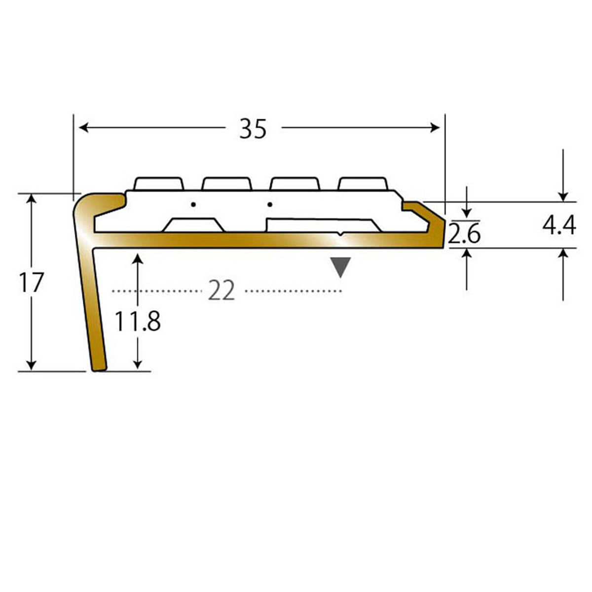 現場入不可 ノンスリップ 17×35mm アシステップ 塩ビタイル・長尺シート用 メーカー直送 納期10営業日後発送(メーカー欠品の場合3週間) 1本単位販売