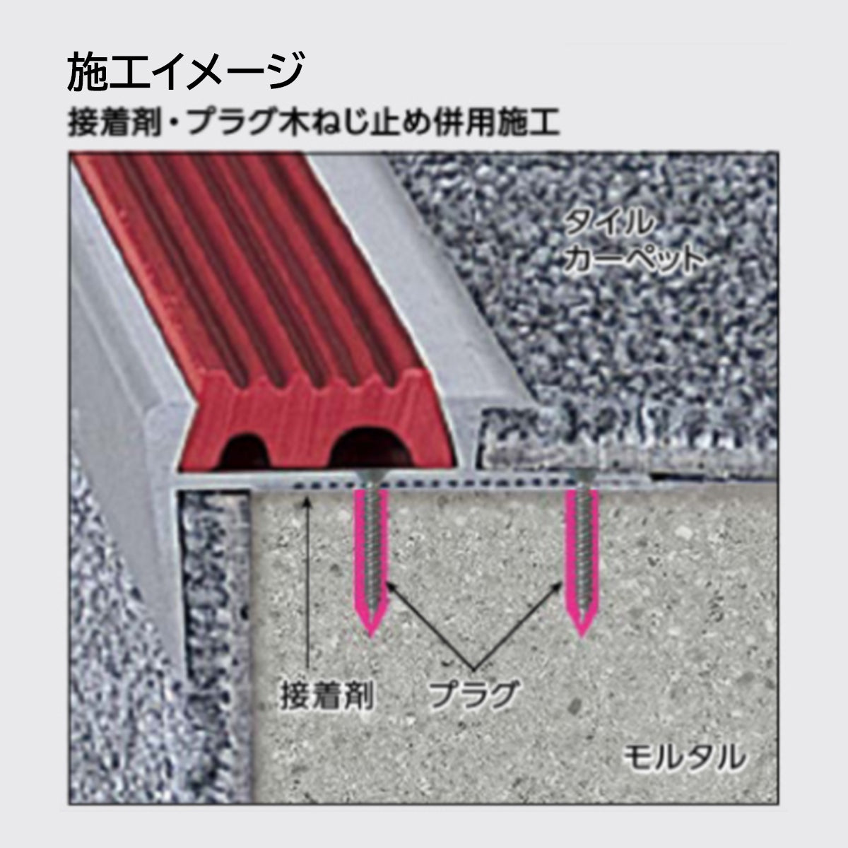 現場入不可 ノンスリップ 25×45mm アシステップ タイルカーペット・カーペット用 メーカー直送 納期10営業日後発送(メーカー欠品の場合3週間) 1本単位販売