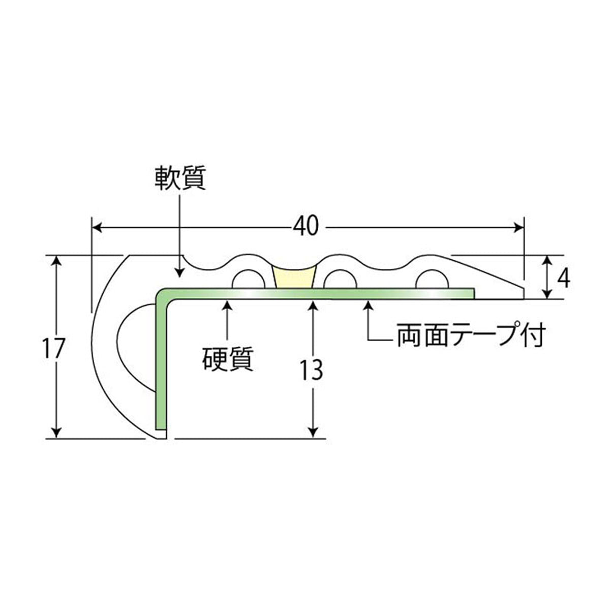 現場入不可 ノンスリップ 17×40×1820mm 1ケース10本入 ドゥ―テップ 住宅・素足用 メーカー直送 納期4〜7営業日後発送(メーカー欠品の場合2週間)