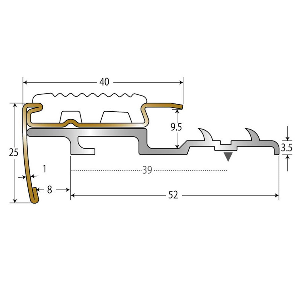 現場入不可 ノンスリップ 25×60mm アシステップ カーペットフェルトグリッパー用 メーカー直送 納期10営業日後発送(メーカー欠品の場合3週間) 1本単位販売