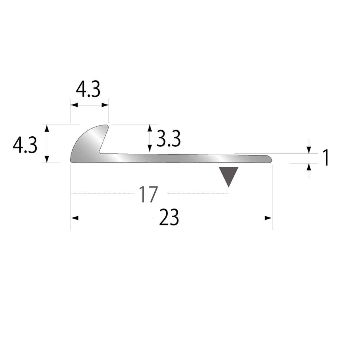 現場入不可 床見切 アルミ パスタライン 4.3×23-2000mm 20-413R アール用切込み加工品 メーカー直送 納期2～5営業日後発送(メーカー欠品の場合2週間) 床見切り材