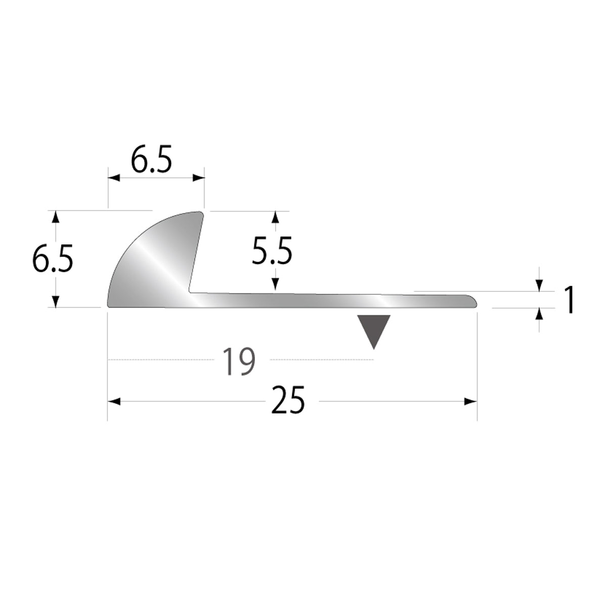 現場入不可 床見切 アルミ パスタライン 6.5×25-2000mm 20-414R アール用切込み加工品 メーカー直送 納期2～5営業日後発送(メーカー欠品の場合2週間) 床見切り材