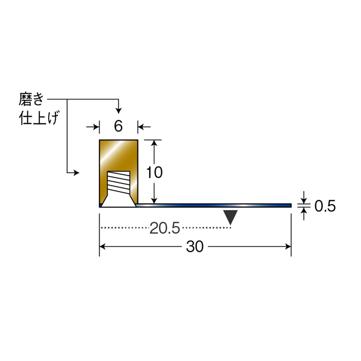 現場入不可 床見切 真鍮 フラットバー 10×6-2000mm 片面板付き加工 納期10営業日後発送(メーカー欠品の場合3週間)
