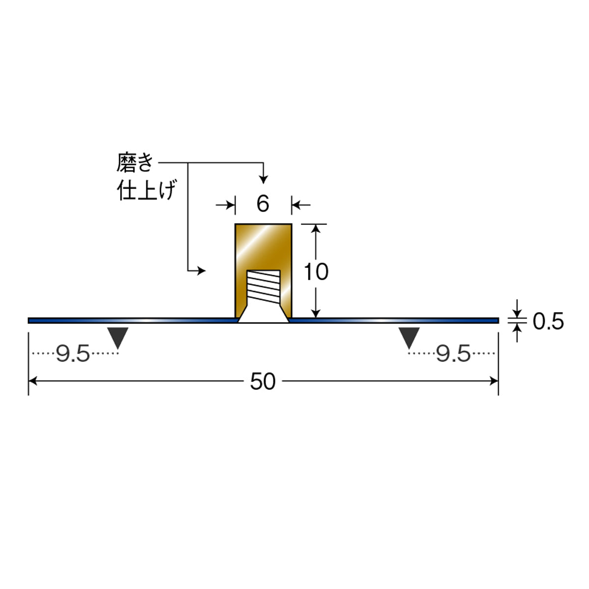 現場入不可 床見切 真鍮 フラットバー 10×6-2000mm 両面板付き加工 納期10営業日後発送(メーカー欠品の場合3週間)