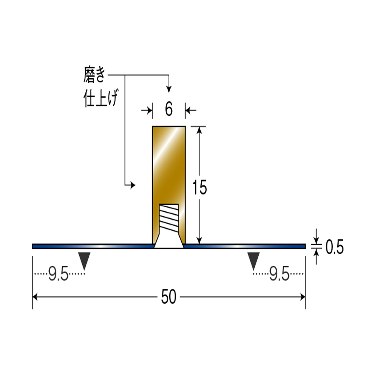 現場入不可 床見切 真鍮 フラットバー 15×6-2000mm 両面板付き加工 納期10営業日後発送(メーカー欠品の場合3週間)