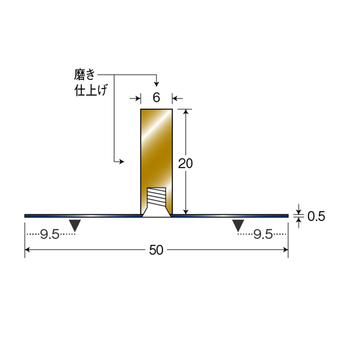 現場入不可 床見切 真鍮 フラットバー 20×6-2000mm 両面板付き加工 納期10営業日後発送(メーカー欠品の場合3週間)