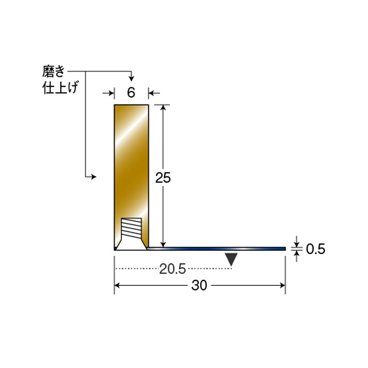 現場入不可 床見切 真鍮 フラットバー 25×6-2000mm 片面板付き加工 納期10営業日後発送(メーカー欠品の場合3週間)
