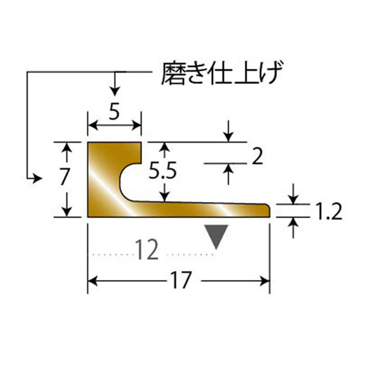 現場入不可 床見切 真鍮 磨き仕上げ 7×17-2000mm フロアジョイナー メーカー直送 納期10営業日後発送(メーカー欠品の場合3週間) 床見切り材 ゴールド