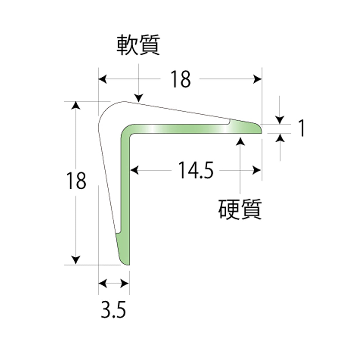 現場入不可 コーナー保護材 2000mm 軟硬同時成型塩化ビニール 1本単位販売 メーカー直送 納期2～5営業日後発送(メーカー欠品の場合2週間)
