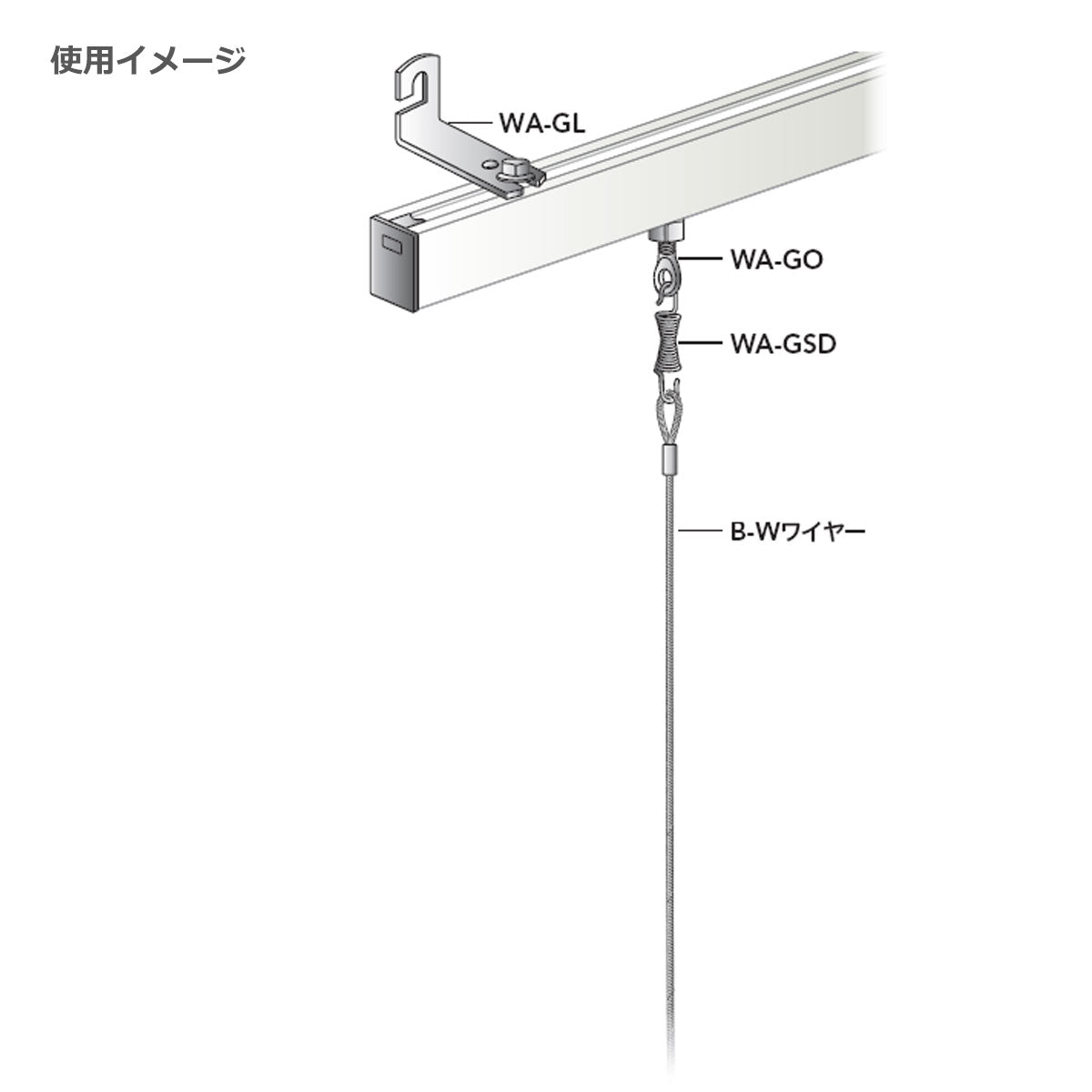 リングワイヤー B-W 1本単位販売 H-RAILタイプ グリーンワイヤーシステム
