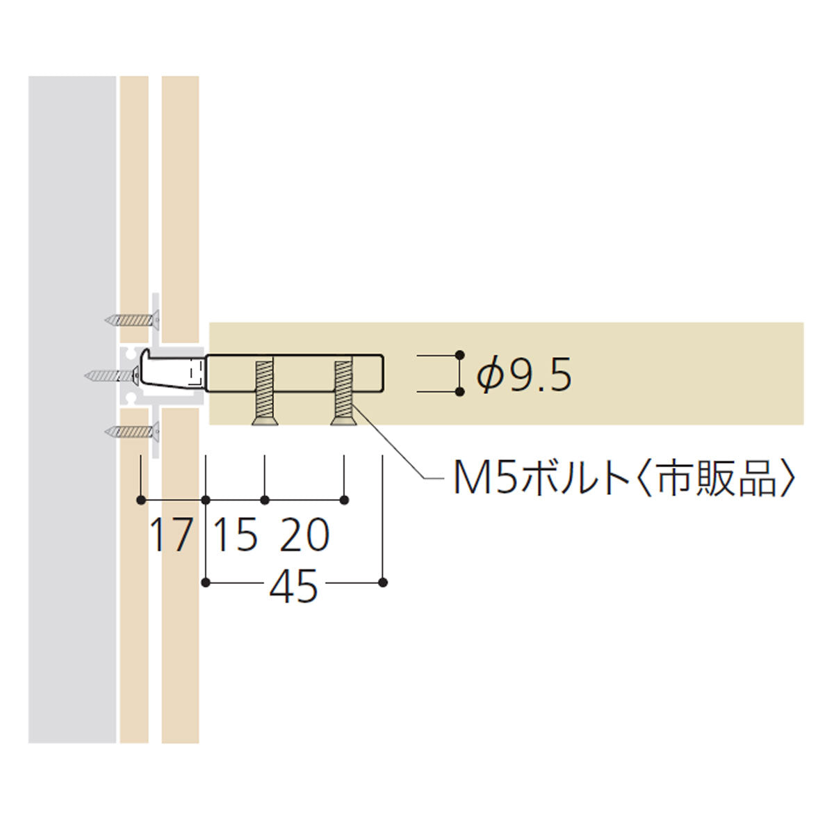 ウォールレールアクセサリー 木棚用差し込み金具 1袋2本入 個人宅発送不可 BR-IB