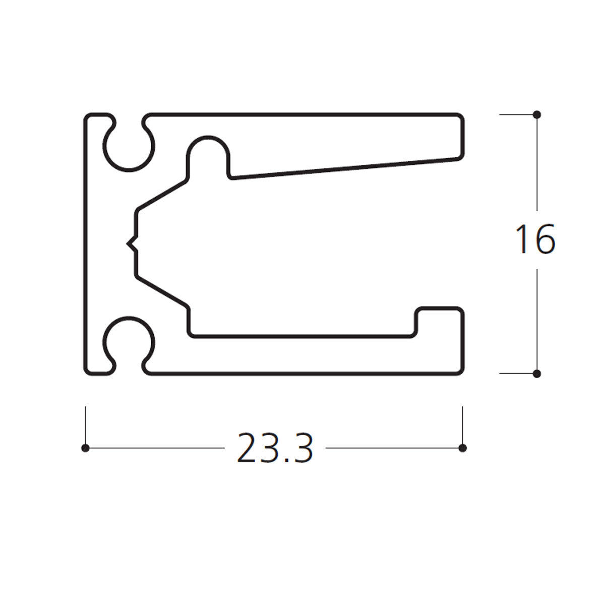 ウォールレール レールパーツ 16×23.3mm 1本単位販売 個人宅発送不可 軽量用 BR-BP82