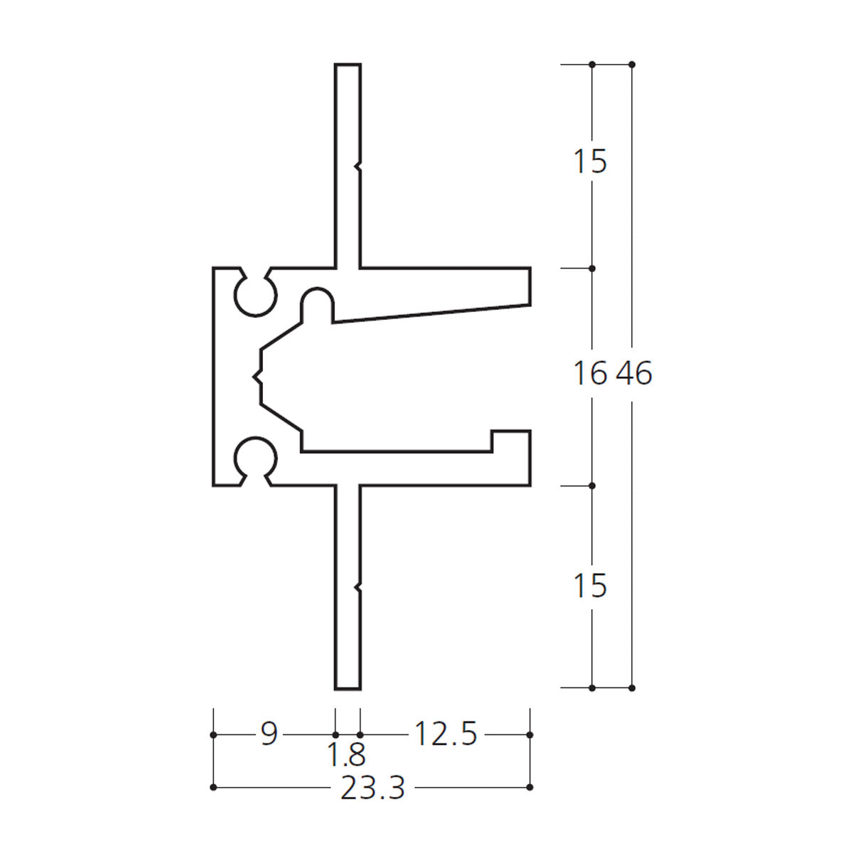 ウォールレール レールパーツ 46×23.3mm 1本単位販売 個人宅発送不可 軽量用 BR-BP83