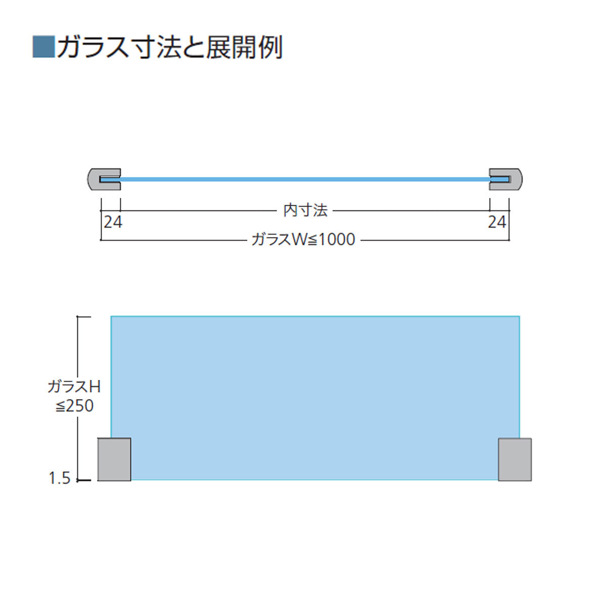 カウンターキッチンスタンド エンドスタンドS 2個セット 5mm厚ガラス用 個人宅発送不可 CK-50
