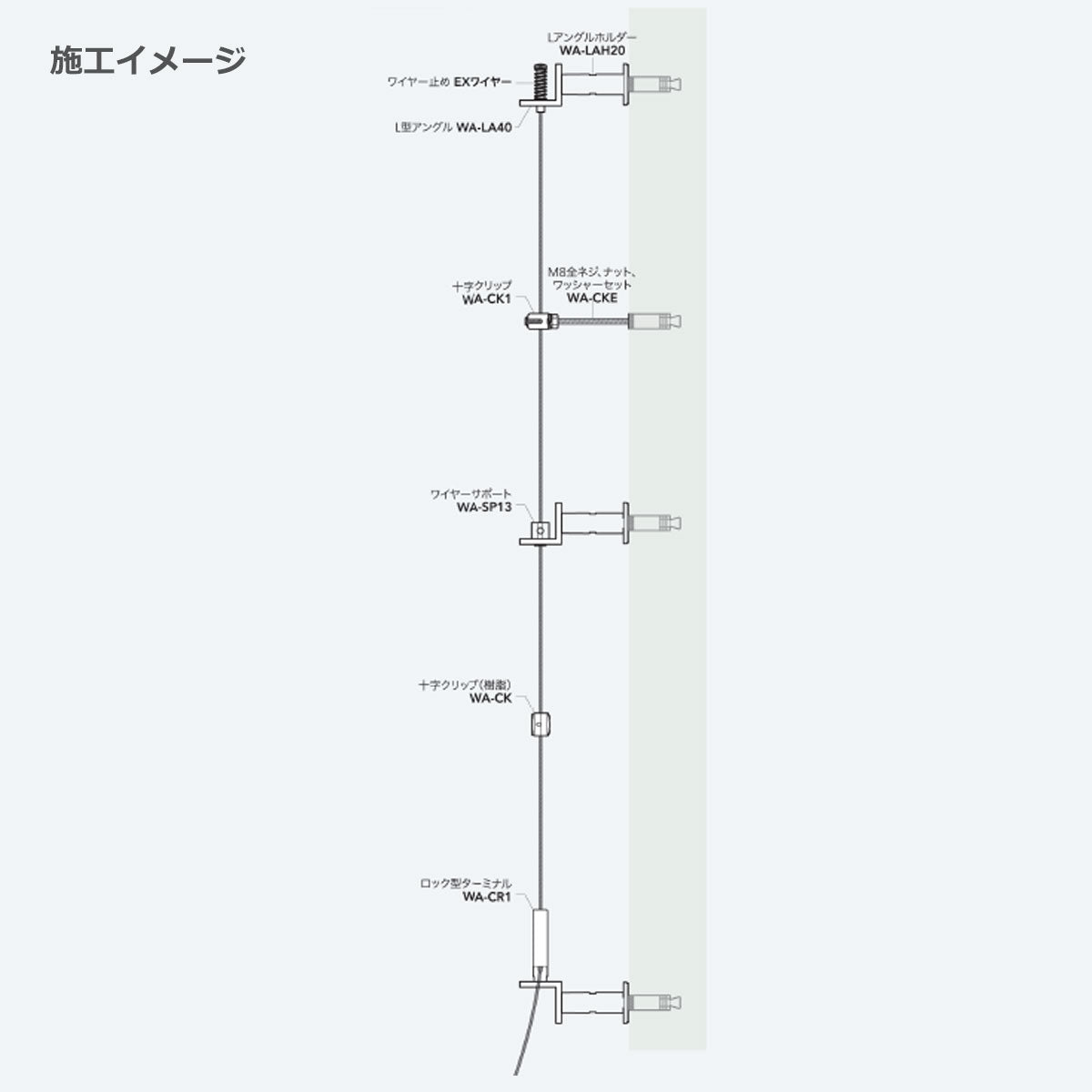 スプリングターミナル付ワイヤー EX 1本単位販売 グリーンワイヤーシステム 納期約2週間(受注生産)