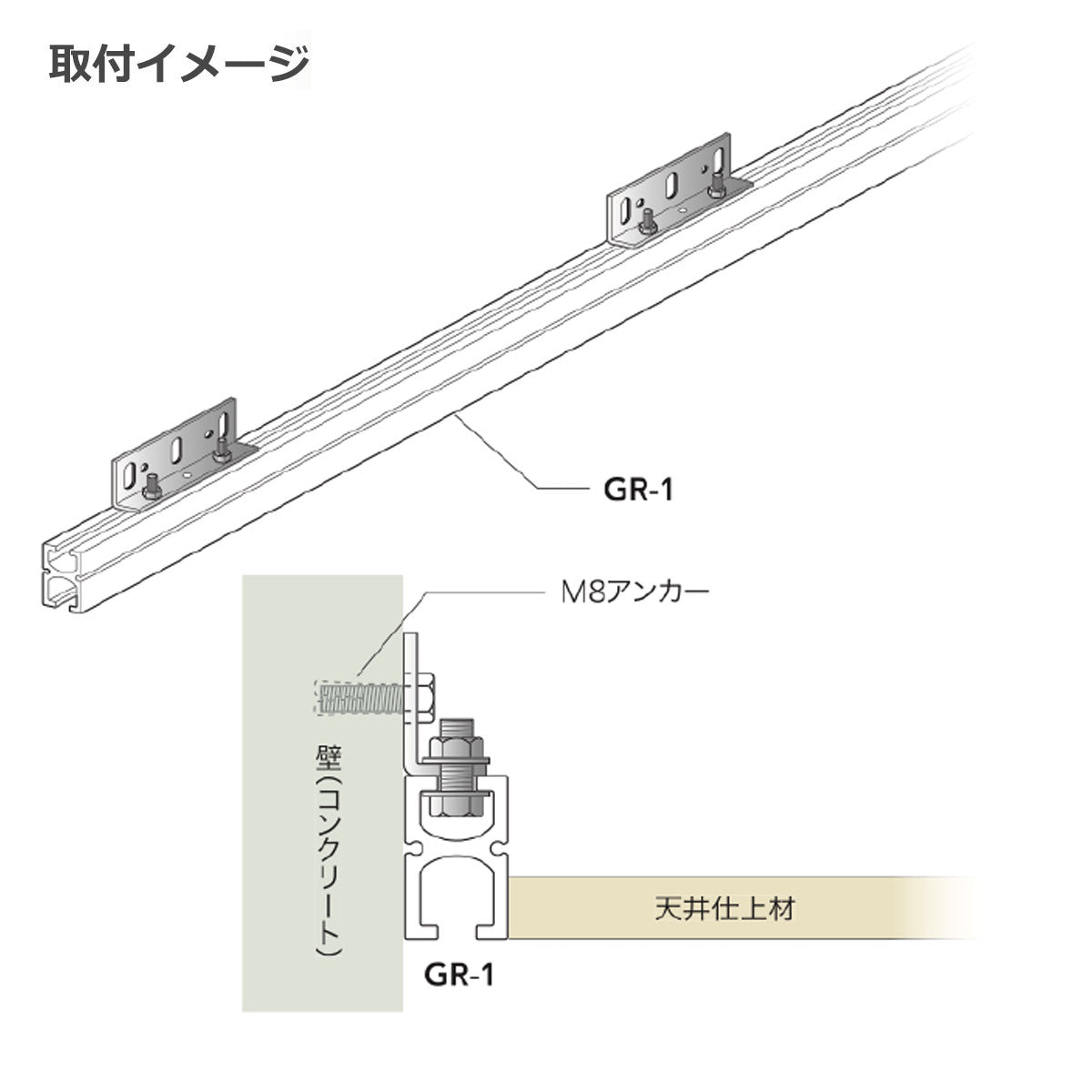 ピクチャーレール用 L型アングル XS 25mm幅レール用(GR-1用) 1個単位販売 個人宅発送不可 LA-G