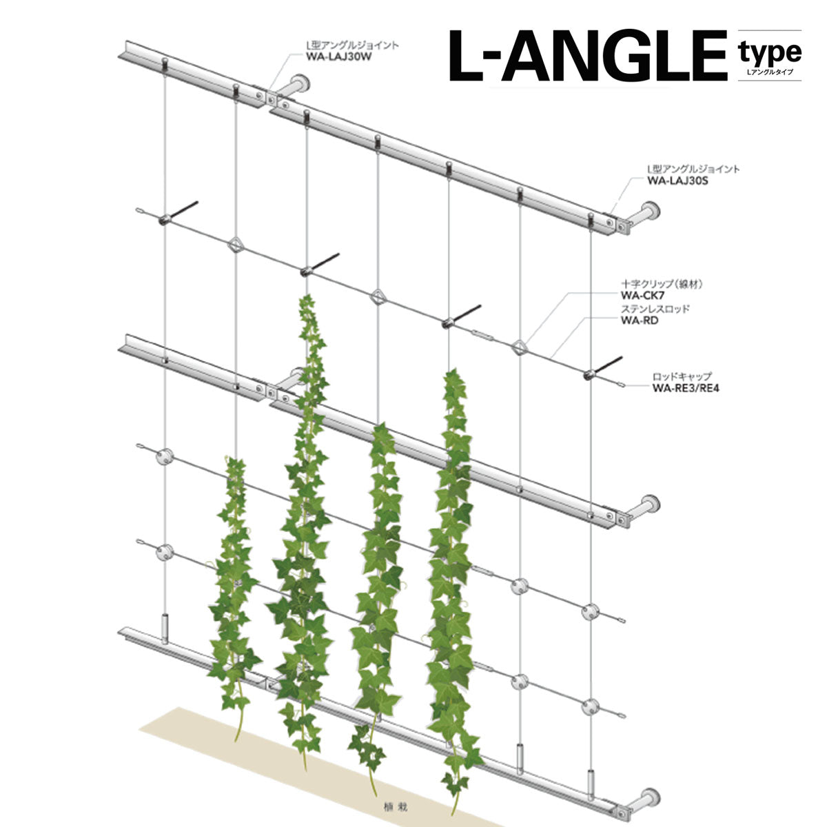 L型アングル WA-LA40 1本単位販売 L-ANGLEタイプ グリーンワイヤーシステム