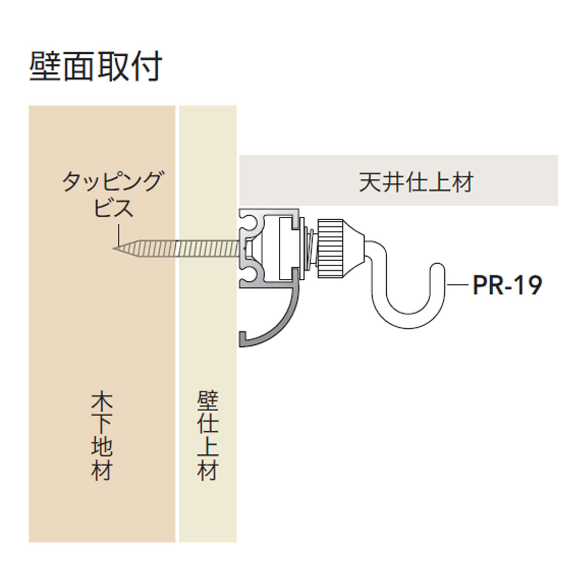 ピクチャーレール 軽量用 片側アール付きレール 耐荷重15kg 1本単位販売 個人宅発送不可 PA-1N