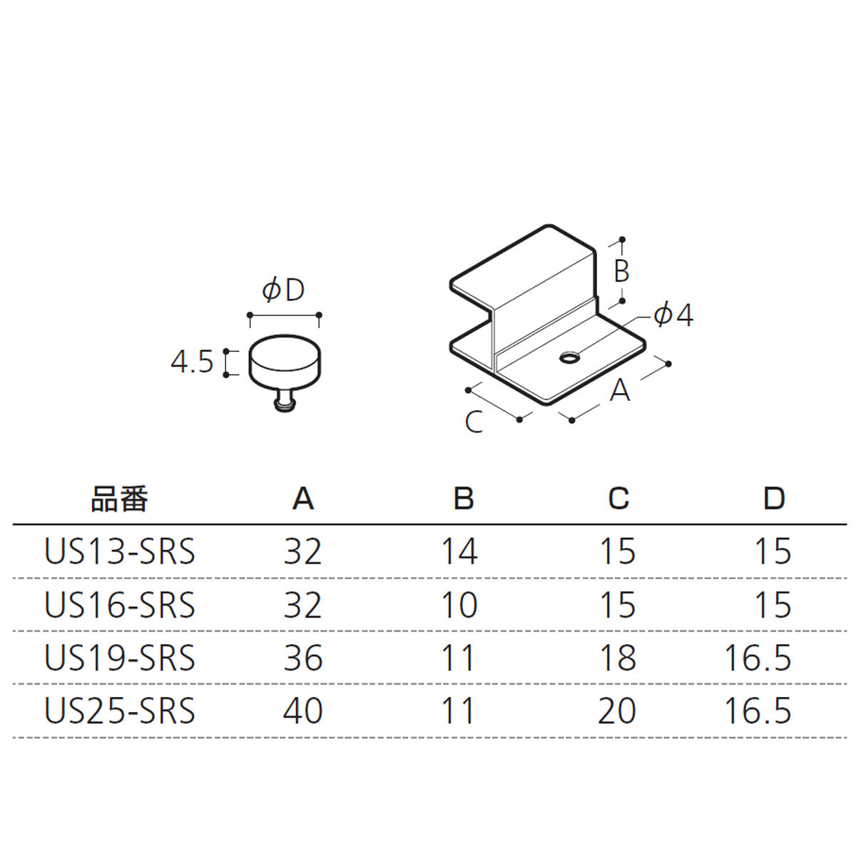 ユニットパイプ用 棚受 1袋4入 個人宅発送不可 US-SRS