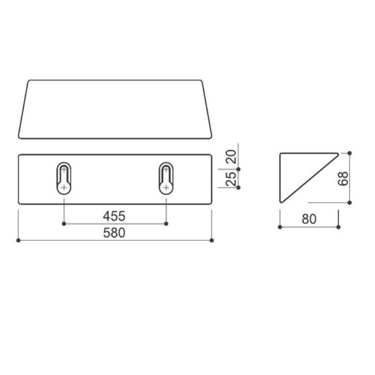 シェルフ 580×80×68mm 積層材 1本単位販売 納期6～8営業日後発送