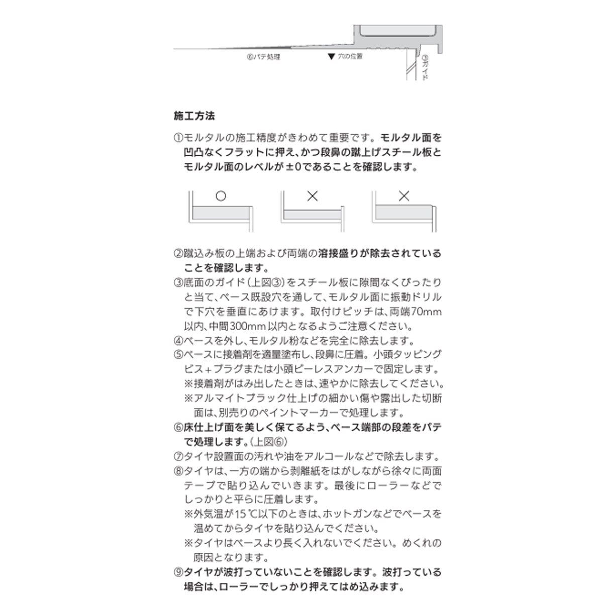 現場入不可 室内鉄骨モルタル階段用 ノンスリップ タイルカーペット用 48×9mm Previo T106 AFOLA メーカー直送 納期4～5営業日後発送(メーカー欠品の場合3カ月)